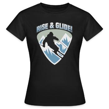 Skier Rise & Glide Ski - Women's T-Shirt - black - Front - AI Model Female 172 dark (172cm)
