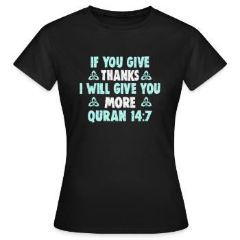 Le verset du Coran cite des textes musulmans du Ramadan - T-shirt Femme - noir - Devant - AI Model Female 172 dark (172cm)