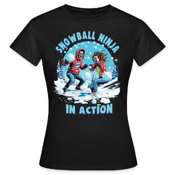 Snowball Fight - Snowball Ninja in Action - Women's T-Shirt - black - Front - AI Model Female 172 dark (172cm)