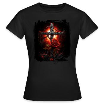 Gothic Cross Goths Design Victorian - Women's T-Shirt - black - Front - AI Model Female 172 dark (172cm)