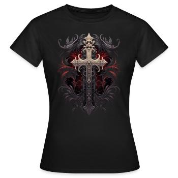 Gothic Cross Goths Design Victorian - Women's T-Shirt - black - Front - AI Model Female 172 dark (172cm)