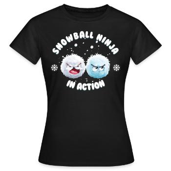 Snowball Fight - Snowball Ninja in Action - Women's T-Shirt - black - Front - AI Model Female 172 dark (172cm)