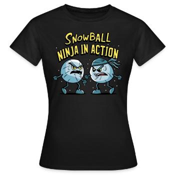 Snowball Fight - Snowball Ninja in Action - Women's T-Shirt - black - Front - AI Model Female 172 dark (172cm)