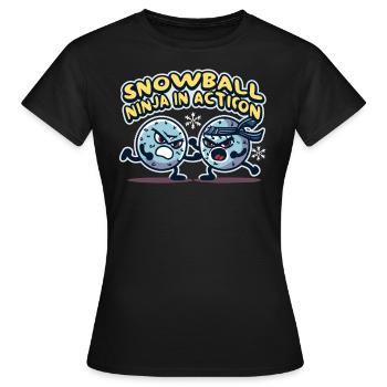 Snowball Fight - Snowball Ninja in Action - Women's T-Shirt - black - Front - AI Model Female 172 dark (172cm)