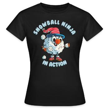 Bataille de boules de neige - Snowball Ninja en action - T-shirt Femme - noir - Devant - AI Model Female 172 dark (172cm)