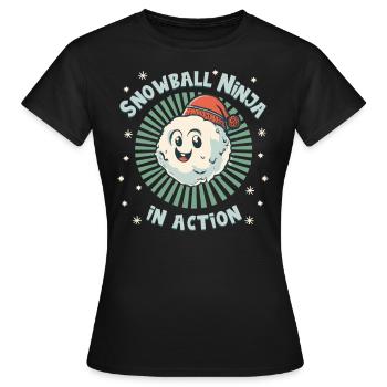 Bataille de boules de neige - Snowball Ninja en action - T-shirt Femme - noir - Devant - AI Model Female 172 dark (172cm)