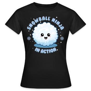 Snowball Fight - Snowball Ninja in Action - Women's T-Shirt - black - Front - AI Model Female 172 dark (172cm)