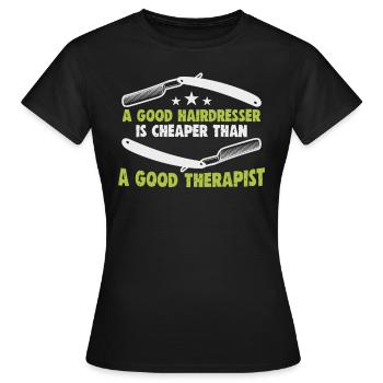 hairdresser, barber, hairdresser, hair salon - Women's T-Shirt - black - Front - AI Model Female 172 dark (172cm)