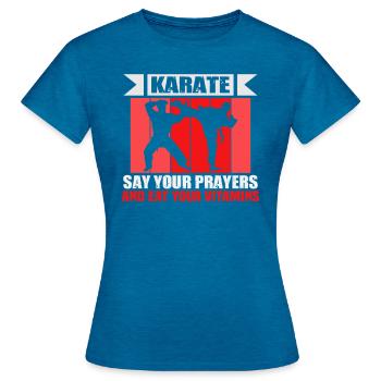 Karate Kampfsport Karate Trainer Karate Kämpfer - Frauen T-Shirt - Antikblaues Saphir meliert - Vorne - AI Model Female 172 dark (172cm)
