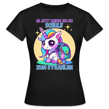 Licorne écolière pour l’inscription à l’école - T-shirt Femme - noir - Devant - AI Model Female 172 dark (172cm)
