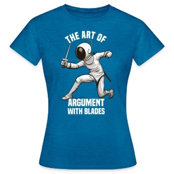 Fencer Sport Design Mask On Game On Combat Fencing - Women's T-Shirt - antique blue sapphire heather - Front - AI Model Female 172 dark (172cm)