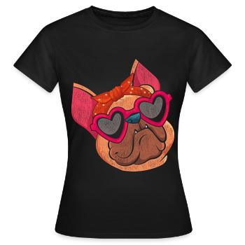 Französische Bulldogge - Frauen T-Shirt - Schwarz - Vorne - AI Model Female 172 dark (172cm)
