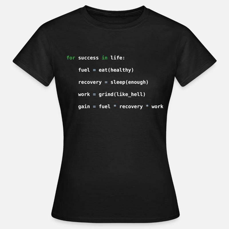Code Python, succès, meulage, programmation - T-shirt Femme - noir