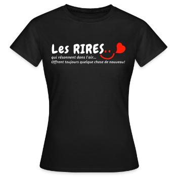 "The laughter that resonates offers something..." - Women's T-Shirt - black - Front - AI Model Female 172 dark (172cm)