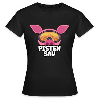 Pistensau Apres Ski Skiurlaub Skigebiet Resort - Frauen T-Shirt - Schwarz - Vorne - AI Model Female 172 dark (172cm)