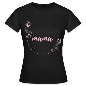 Mama Blumen Fleurs - T-shirt Femme - noir - Devant - AI Model Female 172 dark (172cm)