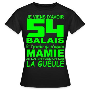 54 ans / anniversaire 54 ans / cadeau 54 ans - T-shirt Femme - noir - Devant - AI Model Female 172 dark (172cm)