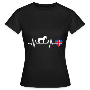 Islandpferd Isländer Pferd Pony Herzschlag - Frauen T-Shirt - Schwarz - Vorne - AI Model Female 172 dark (172cm)
