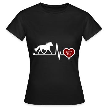 Shetland Pony Pferd Herzschlag für Pferdereiter - Frauen T-Shirt - Schwarz - Vorne - AI Model Female 172 dark (172cm)