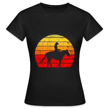 Western cheval équitation soleil pour Cavaliers De l’Ouest - T-shirt Femme - noir - Devant - AI Model Female 172 dark (172cm)