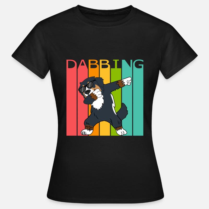 Bernese Bernese Mountain Dog Dabbing Dancing Retro - Women's T-Shirt - black