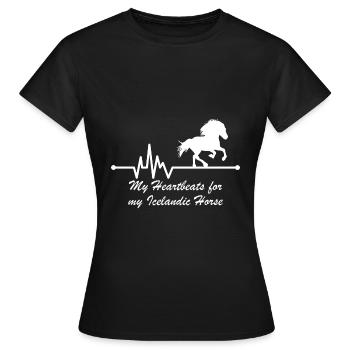 Islandpferd Isländer Tölt Herzschlag mit Spruch - Frauen T-Shirt - Schwarz - Vorne - AI Model Female 172 dark (172cm)
