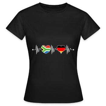 Afrique du Sud Allemagne RSA Flagge Herz Herzschlag - T-shirt Femme - noir - Devant - AI Model Female 172 dark (172cm)