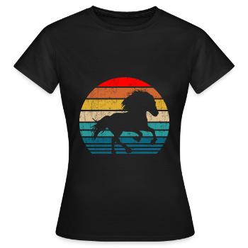Islandpferd Tölt Pferderasse Retro Vintage Umriss - Frauen T-Shirt - Schwarz - Vorne - AI Model Female 172 dark (172cm)
