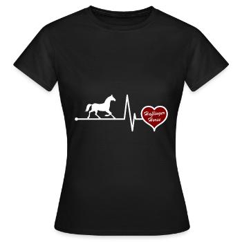 Haflinger Pferd Pferderasse Herzschlag - Frauen T-Shirt - Schwarz - Vorne - AI Model Female 172 dark (172cm)