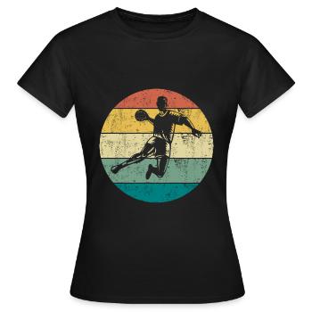 Handball circle runner jump shot retro vintage - Women's T-Shirt - black - Front - AI Model Female 172 dark (172cm)