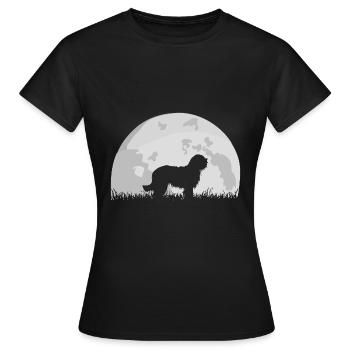 Bearded Collie Vollmond Mond Silhouette - Frauen T-Shirt - Schwarz - Vorne - AI Model Female 172 dark (172cm)