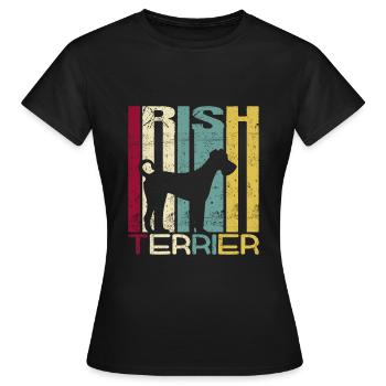 Irish Terrier Hund Retro Style Silhouette Streifen - Frauen T-Shirt - Schwarz - Vorne - AI Model Female 172 dark (172cm)
