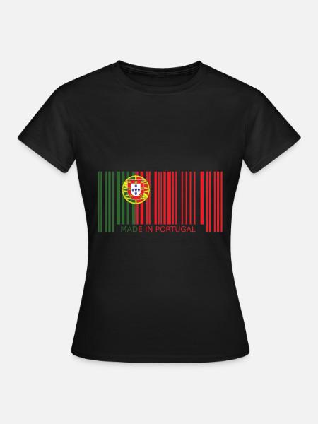 Portugal Barcode Flagge Wappen Made in Lustig - Frauen T-Shirt - Schwarz