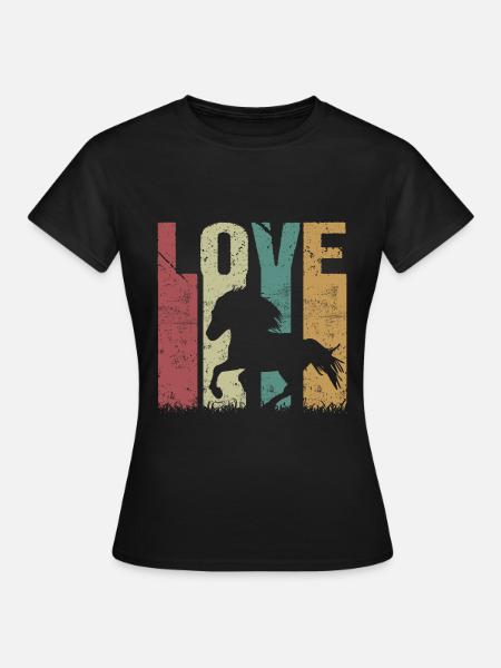 Islandpferd Retro Vintage Love - Dame-T-shirt - sort