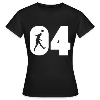 Football player number 04 jersey - Women's T-Shirt - black - Front - AI Model Female 172 dark (172cm)