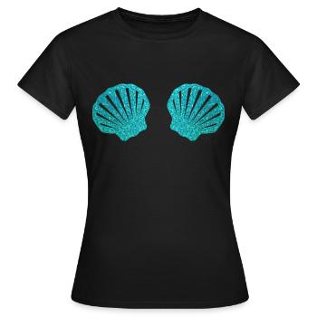 Soutien-gorge sirène sirène coquille bikini cadeau - T-shirt Femme - noir - Devant - AI Model Female 172 dark (172cm)