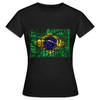 Brazil Flag Brasilia Cool Art Brazilian - Women's T-Shirt - black - Front - AI Model Female 172 dark (172cm)