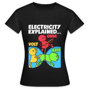 Lustiges Elektriker Design Erklärt Elektrizität - Frauen T-Shirt - Schwarz - Vorne - AI Model Female 172 dark (172cm)
