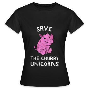 Rhino Licorne Rhino épais Chubby Chubby Cadeau - T-shirt Femme - noir - Devant - AI Model Female 172 dark (172cm)