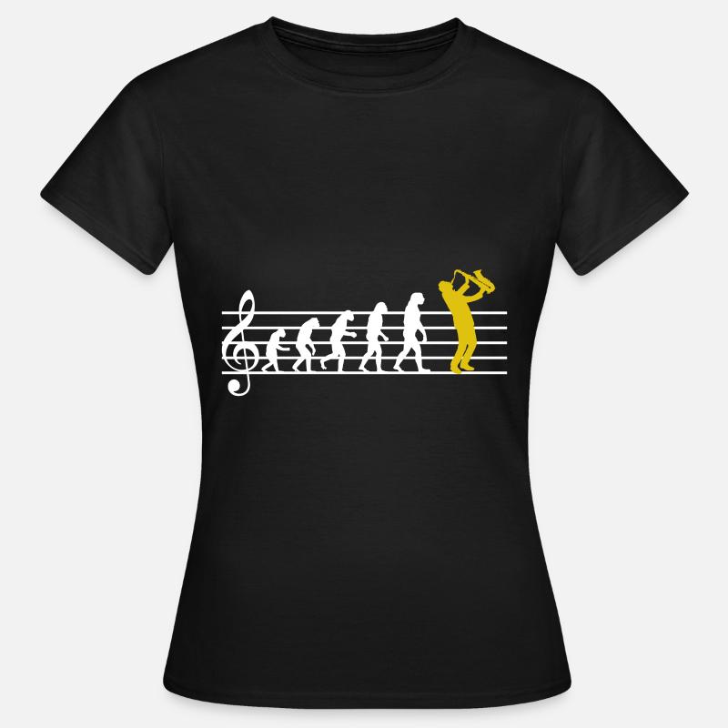 Saxophone Jazz Evolution Saxophone Classique Musicien - T-shirt Femme - noir