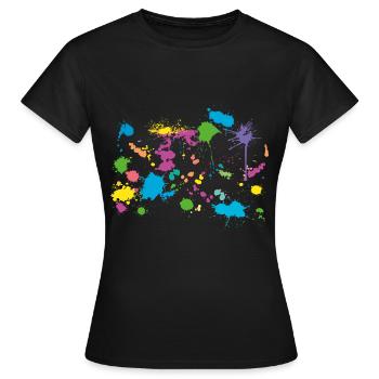 bunte Farbkleckse - Frauen T-Shirt - Schwarz - Vorne - AI Model Female 172 dark (172cm)