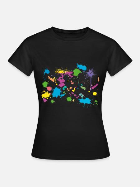 bunte Farbkleckse - Frauen T-Shirt - Schwarz