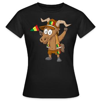 Senegal Steinbock Fan - Frauen T-Shirt - Schwarz - Vorne - AI Model Female 172 dark (172cm)