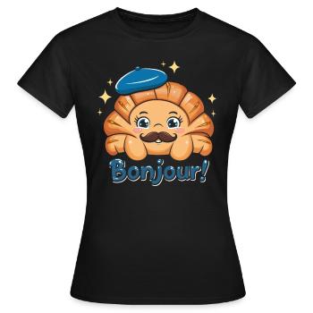 Bonjour France Croissants - Women's T-Shirt - black - Front - AI Model Female 172 dark (172cm)