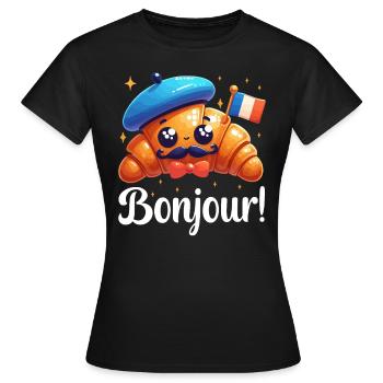 Bonjour! France croissants - Women's T-Shirt - black - Front - AI Model Female 172 dark (172cm)