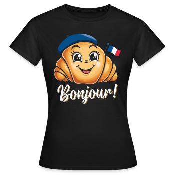 Bonjour France Croissants - Women's T-Shirt - black - Front - AI Model Female 172 dark (172cm)