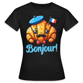 Bonjour France Croissants - Women's T-Shirt - black - Front - AI Model Female 172 dark (172cm)