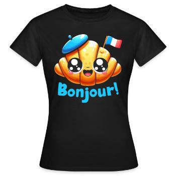 Bonjour France Croissants - Women's T-Shirt - black - Front - AI Model Female 172 dark (172cm)