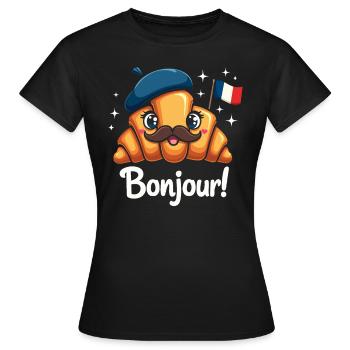 Bonjour France Croissants - Women's T-Shirt - black - Front - AI Model Female 172 dark (172cm)
