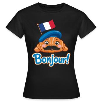 Bonjour France Croissants - Women's T-Shirt - black - Front - AI Model Female 172 dark (172cm)